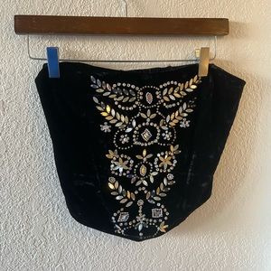 Victoria Secret tube top corset crushed black velvet with sequins, Size L